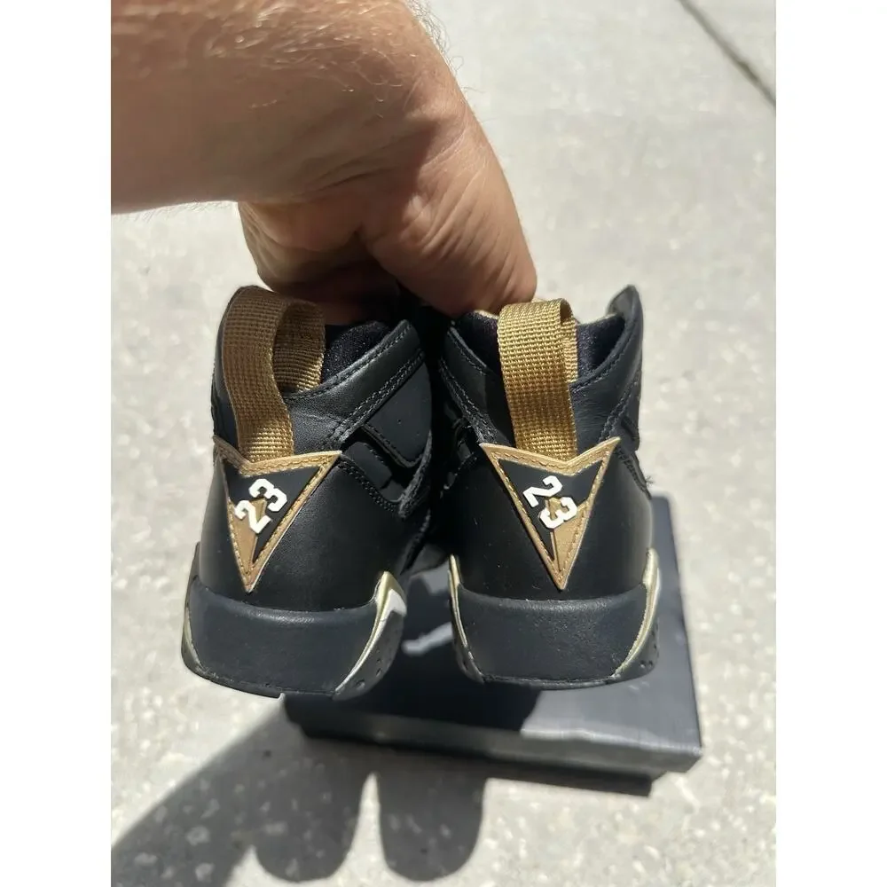 Nike Air Jordan 7 Retro Size 3.5Y GMP GS304774-135 Black/Metallic Gold-Sail